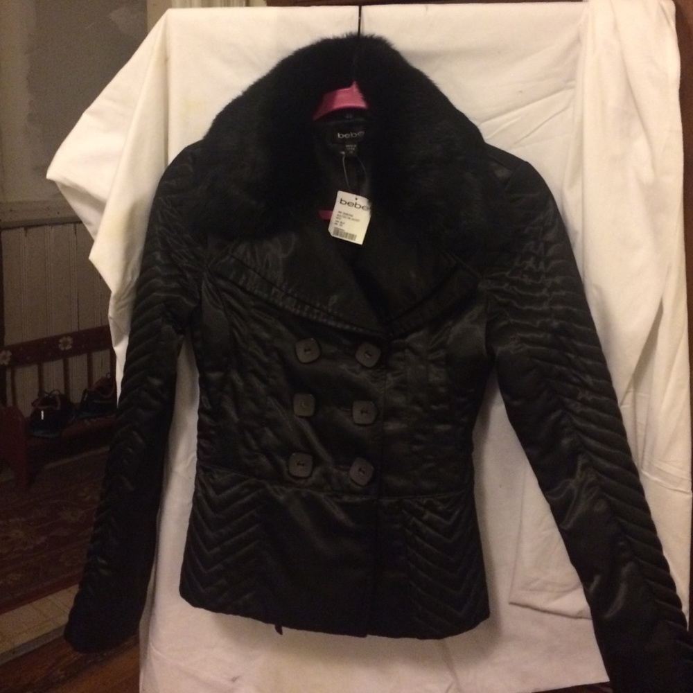 Black quilted BEBE coat