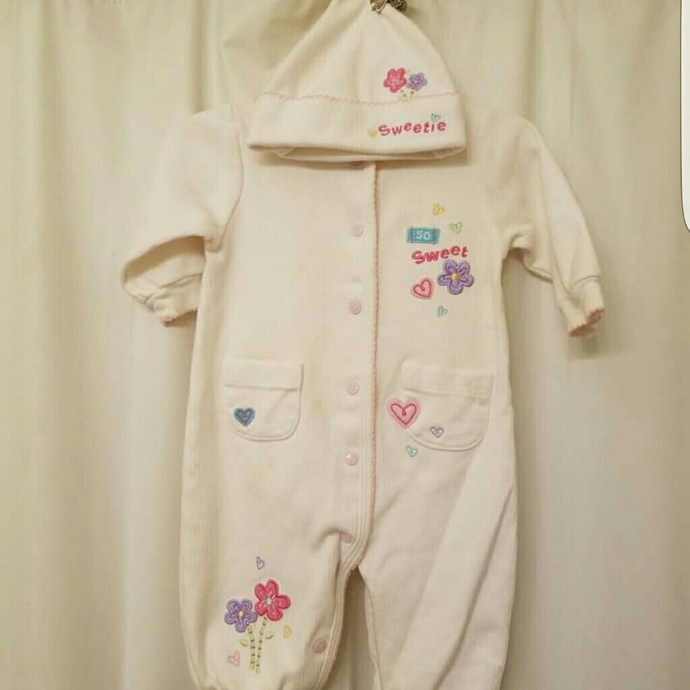 Careers sleeper with hat size 3-6 months