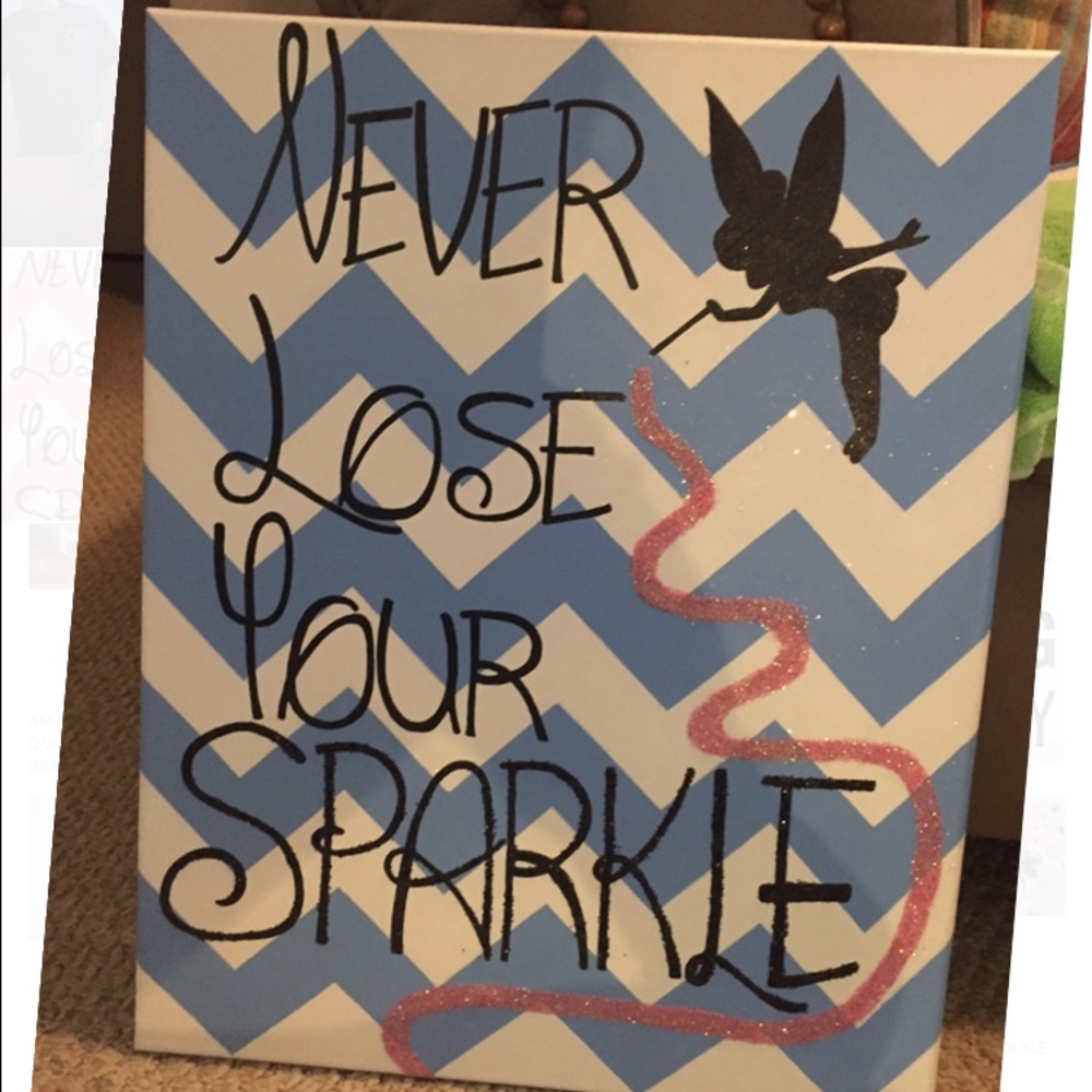 Hand painted 16x20 tinkerbell