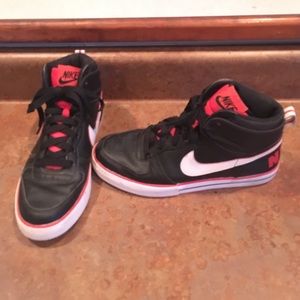 Black red Nike Air Force ones men's 7.5 women's 9