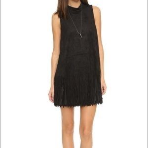JOA faux suede fringe dress