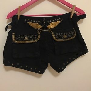 Robin's Jean black studded cotton shorts 26