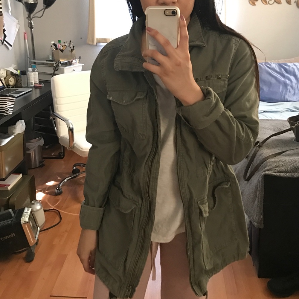 Army green utility jacket