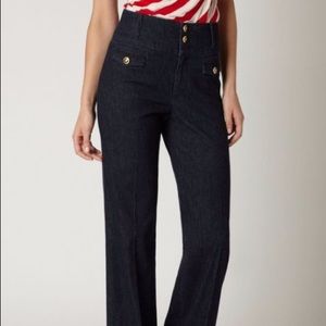Anthropologie wide leg high waisted denim trousers