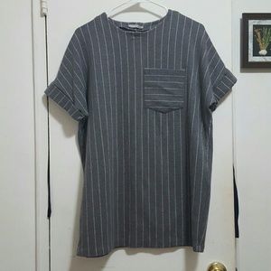 Gray striped mini dress/ tunic style top.