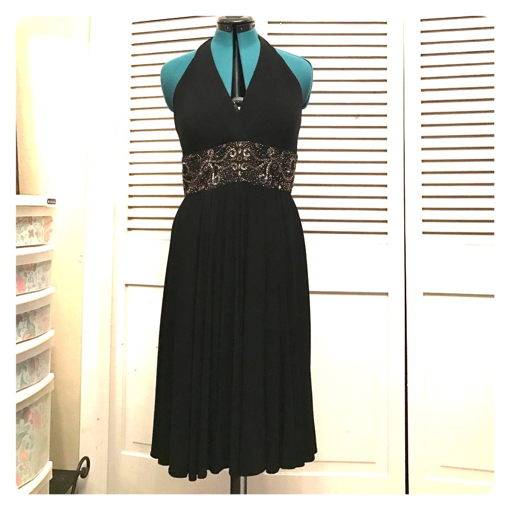 Beautiful beaded black cocktail dress.
