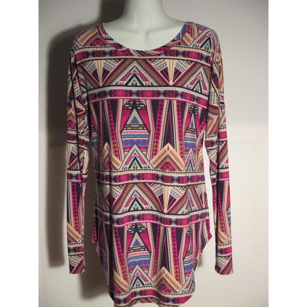 Long Sleeve Oversized Tunic Aztec Pattern