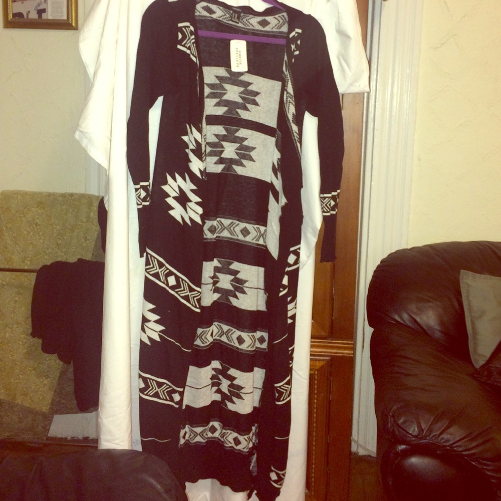 Black and white long sweater