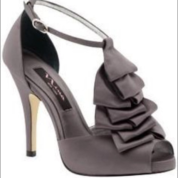 Nina Elga Peep Toes, 7M, Steel Grey Luster - Picture 1 of 4