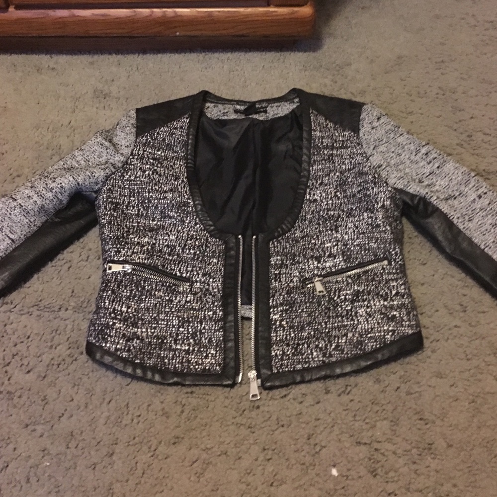 Sexy leather trim jacket