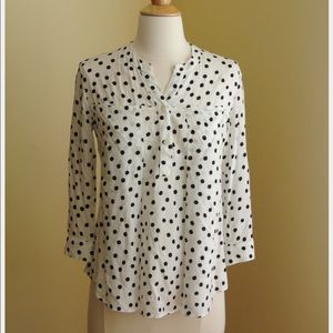 black and white polka dot blouse - like new