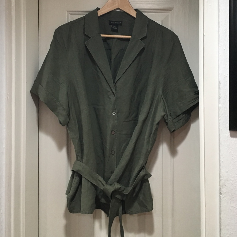 Lane Bryant linen blend dressy bottom up with belt