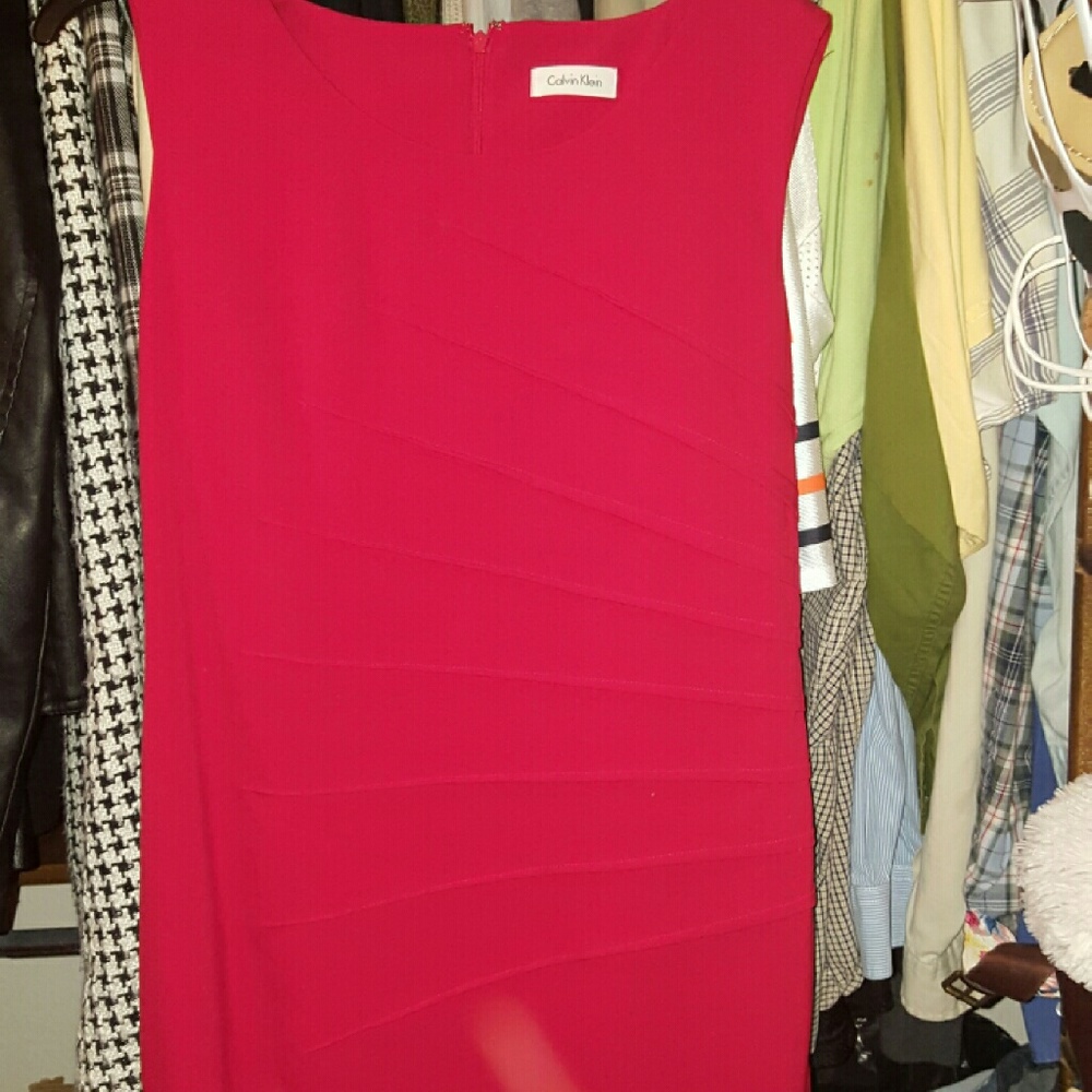 Red Calvin Klein mid calf dress