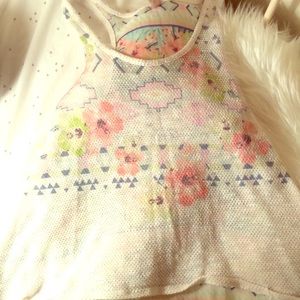 Beachy floral semi-croptop