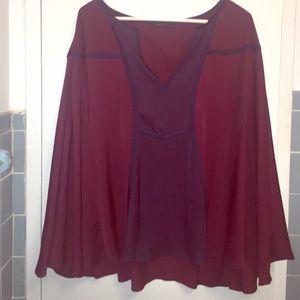 Medium BCBG wine colored with navy poncho blouse!