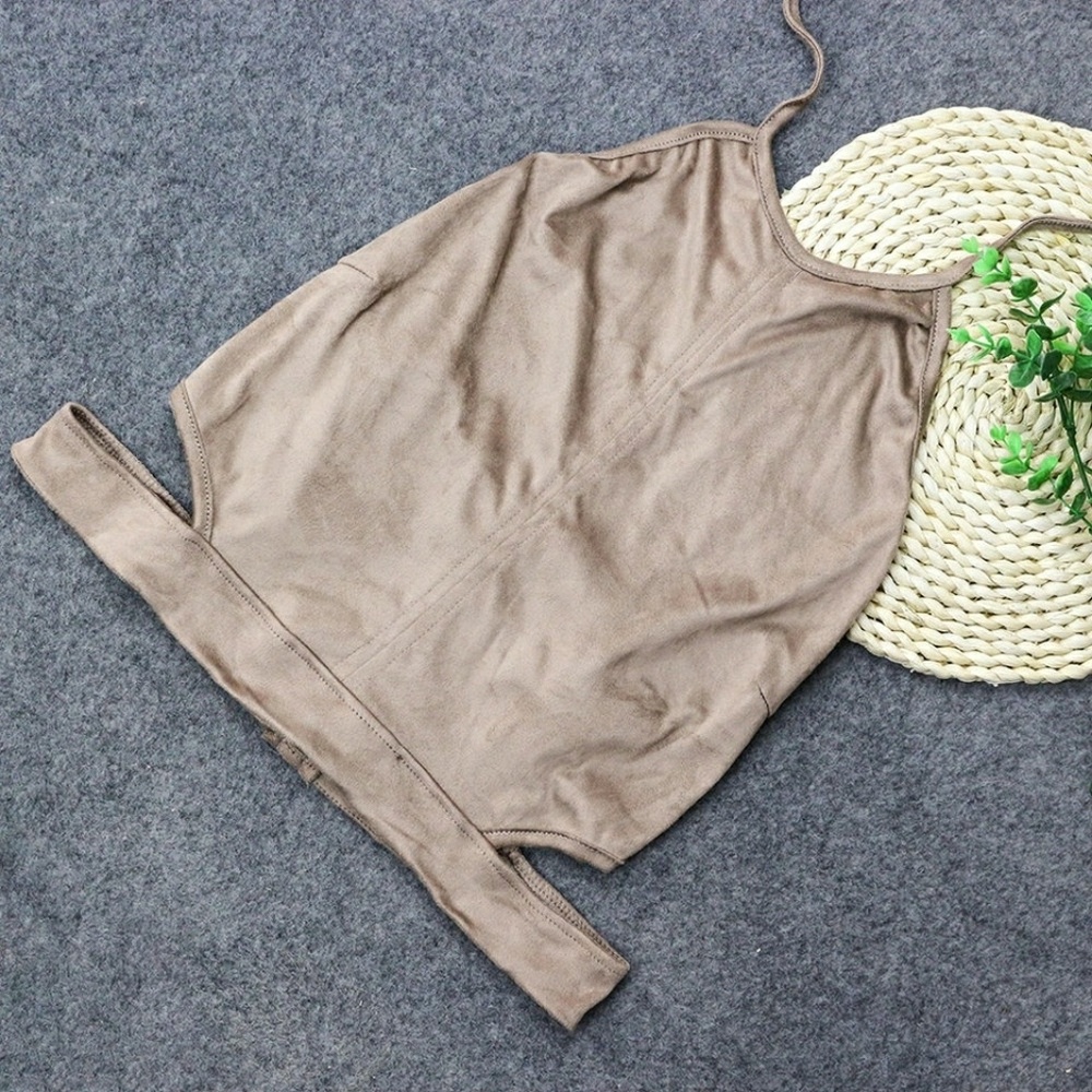 FINAL SALE! Summer Suede Cut-Out Halter Crop Top - Picture 5 of 6