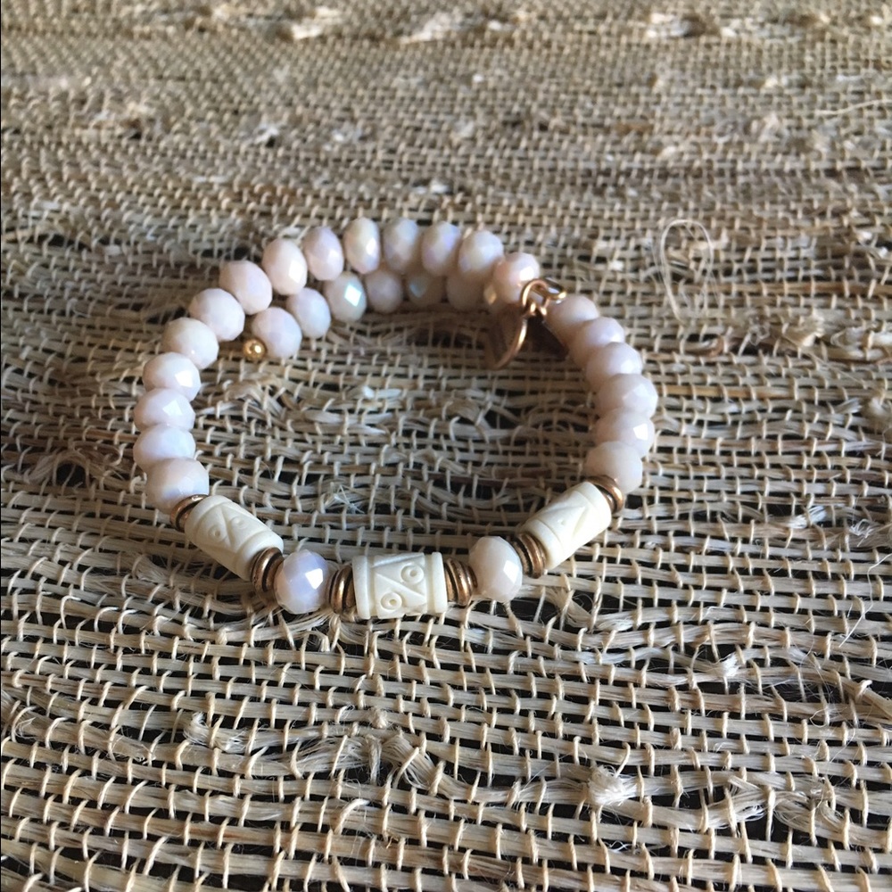 Alex and Ani cream beaded bracelet