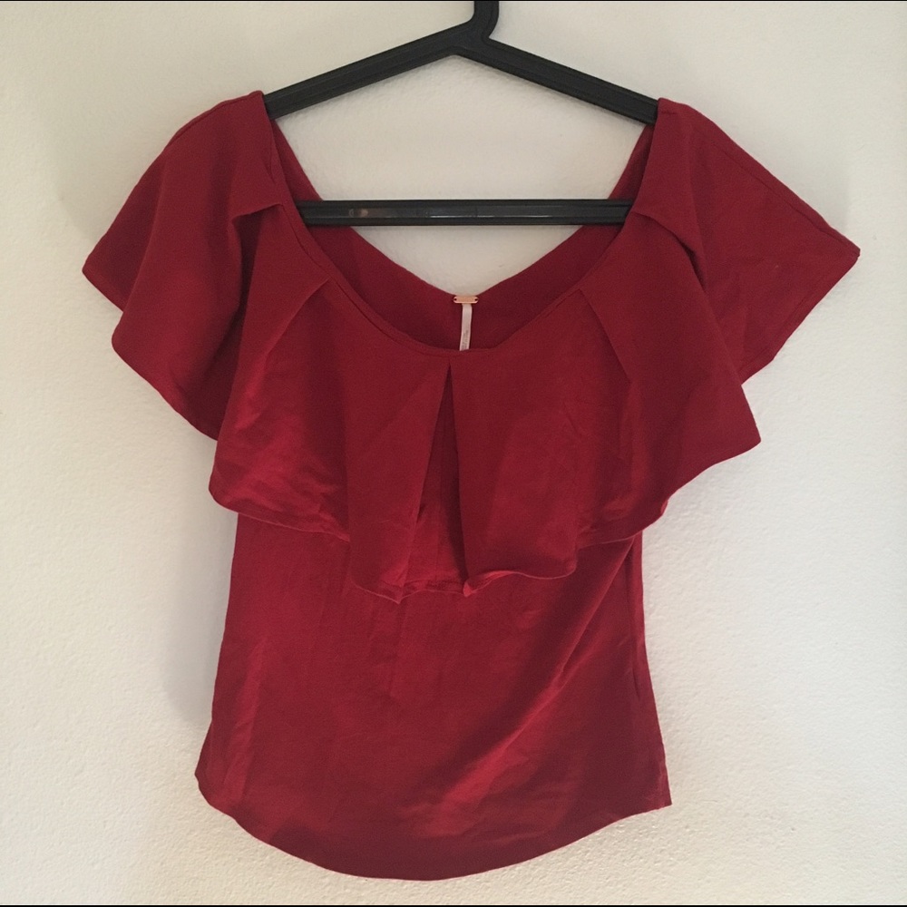 Free People Off Shoulder Ruffle Top