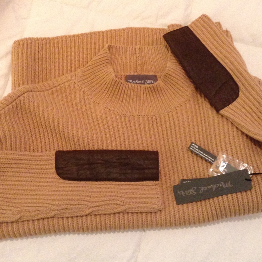 Mens Michael Stars Sweater with leather
