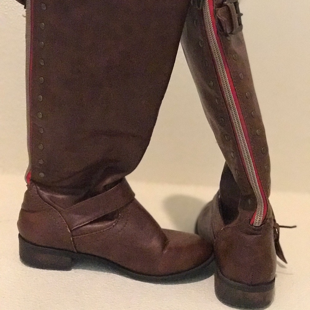 Brown knee high boots