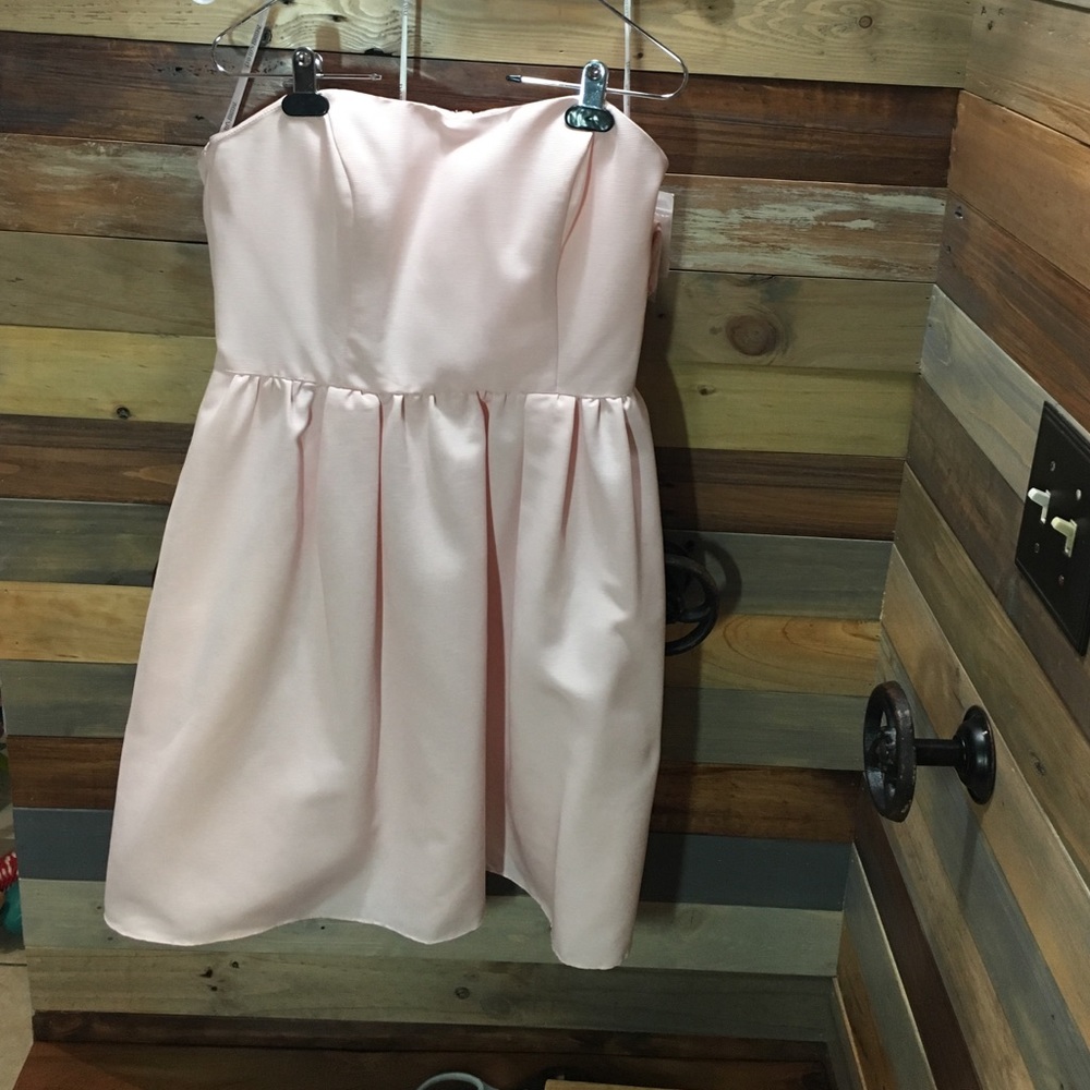 Blush strapless knee length dress