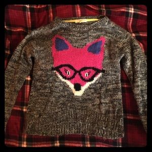 Pink fox knitted crew sweater