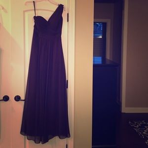 Bridesmaid dress one shoulder. Plum color chiffon