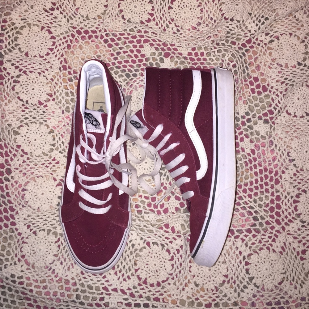 Vans maroon high top sneakers (like new)