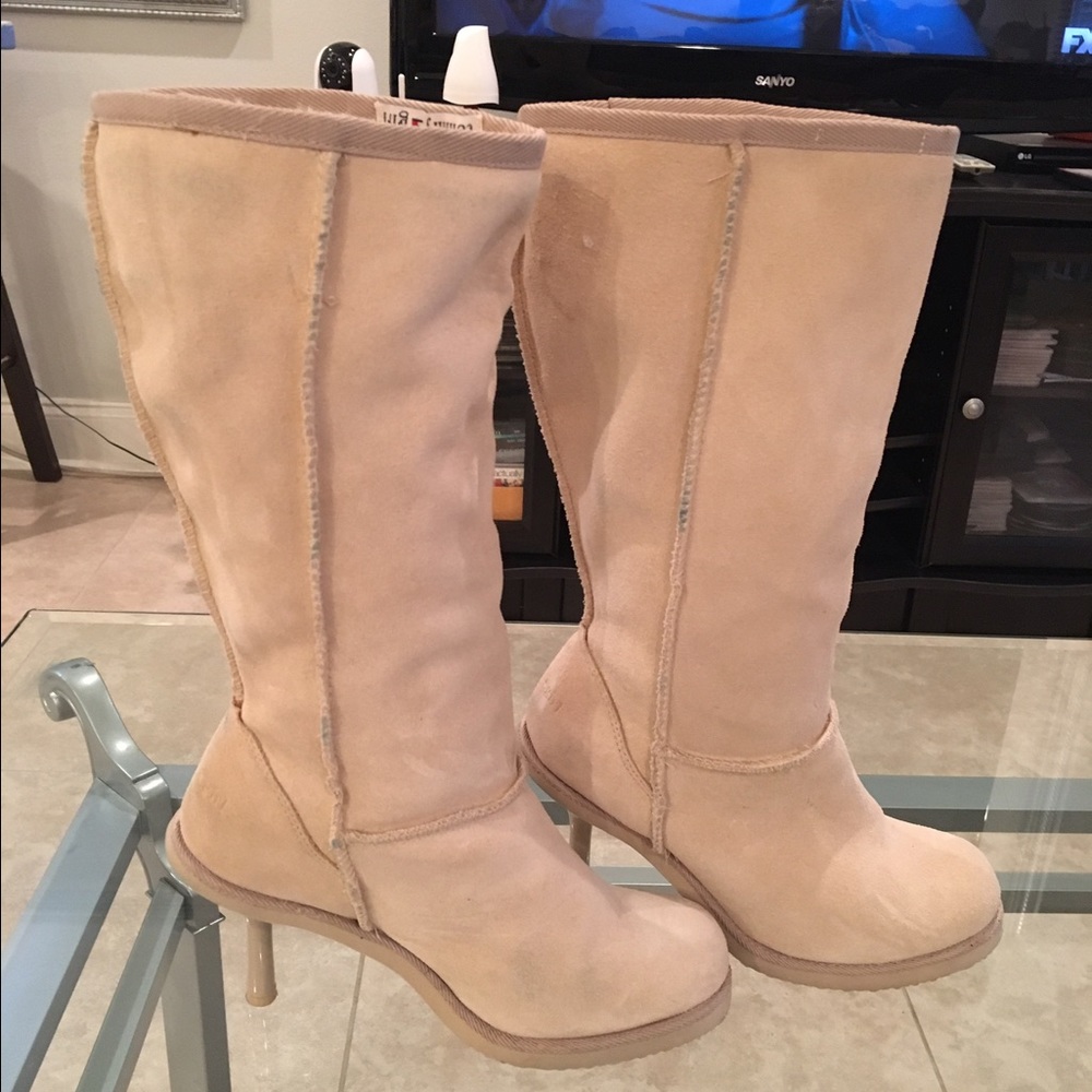 Tommy Hilfiger Cream Leather Boots