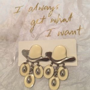 Cream & Silver Cowboy Hat earrings