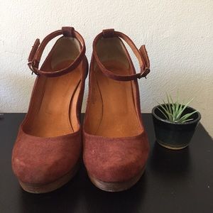 Madewell Maroon Suede Heels