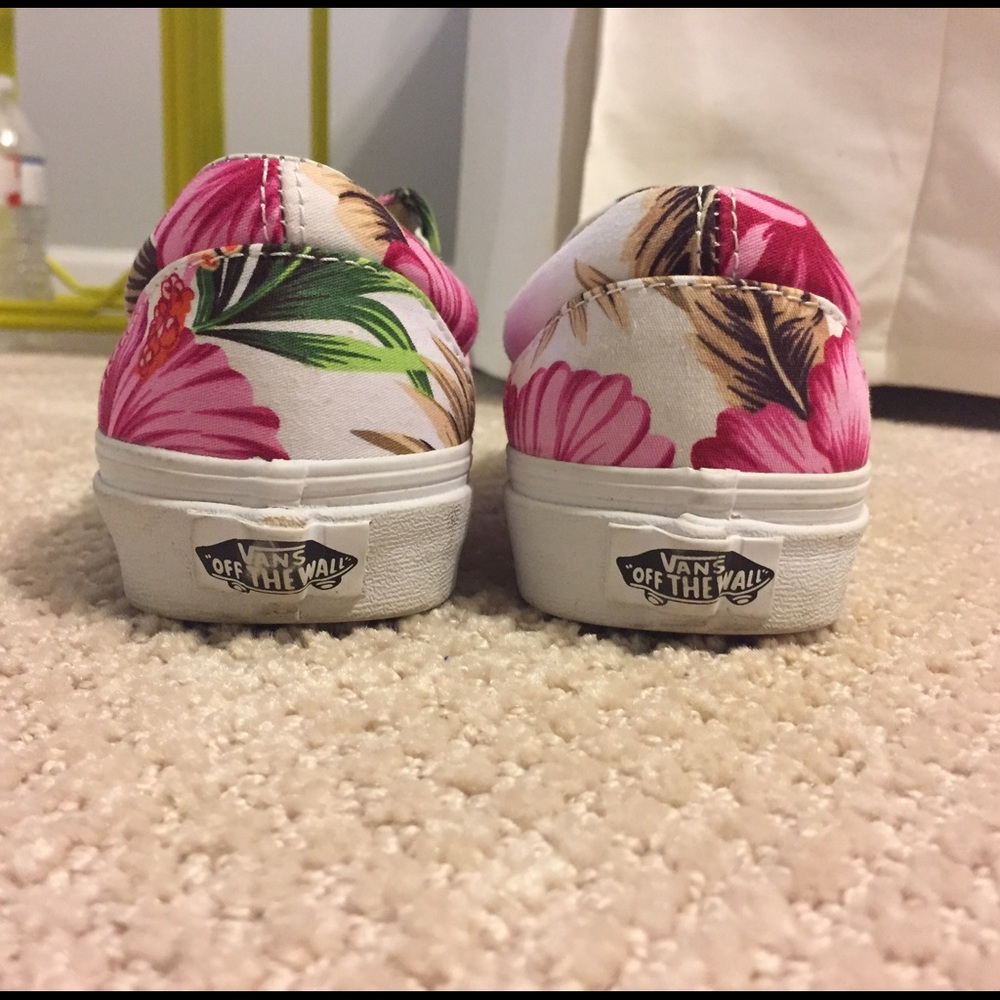 Flower print slip on Vans
