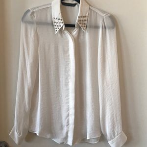 Zara white studded collared blouse Zara white studded collared blouse