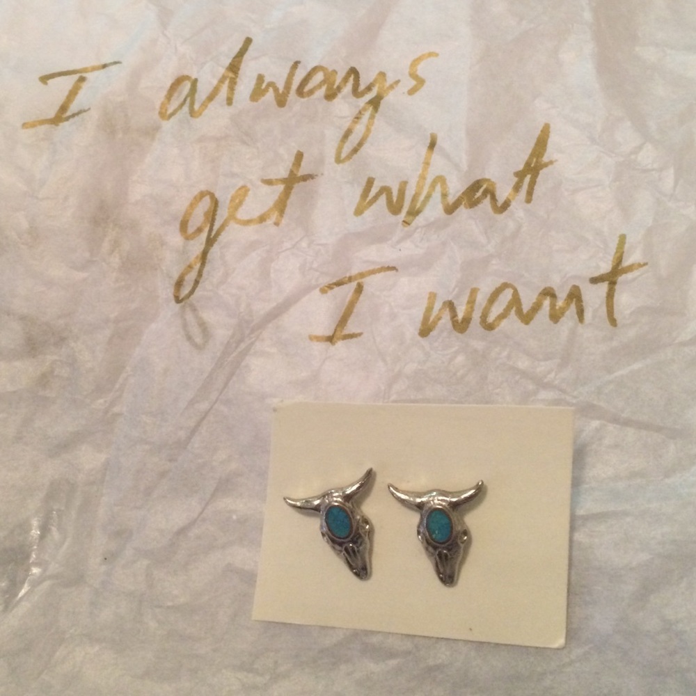 Authentic Torquiose Longhorn post earrings