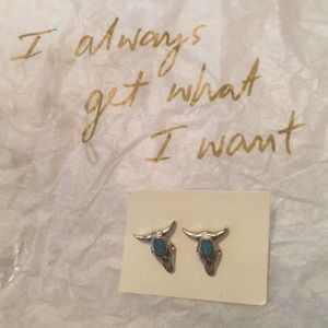 Authentic Torquiose Longhorn post earrings