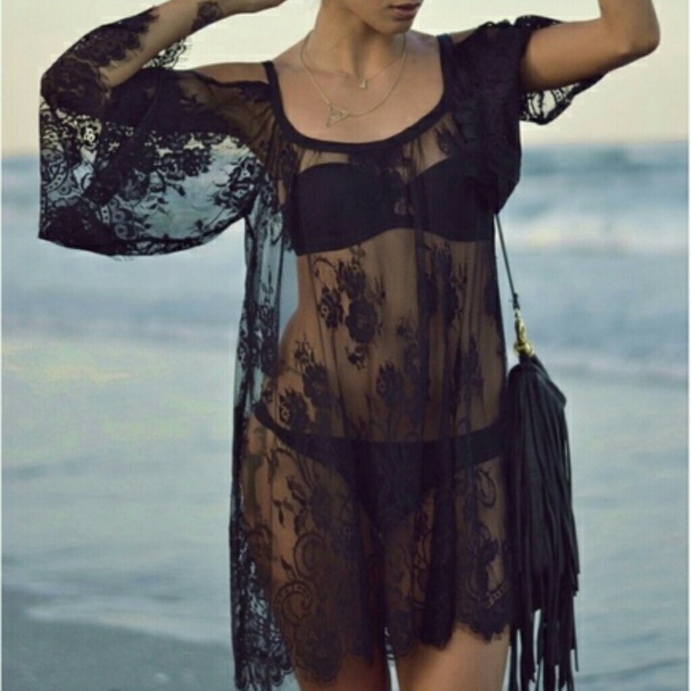 New Black Sexy Beach Lace Dress