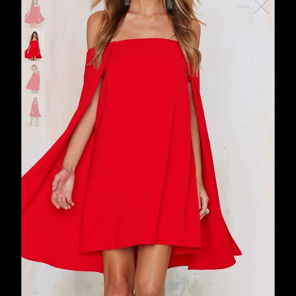 cape off the shoulder dress - Picture 2 of 3
