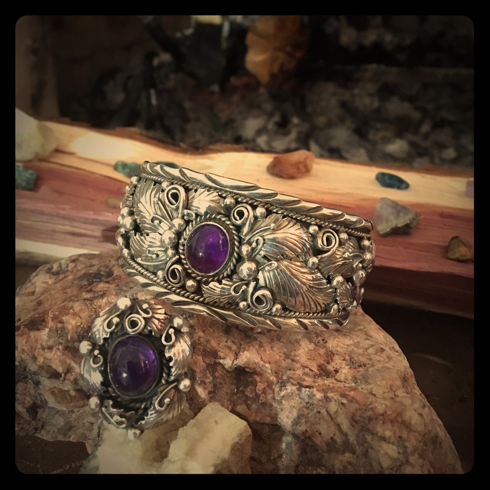 Native American Amethyst Sterling Boho Collection - image 1