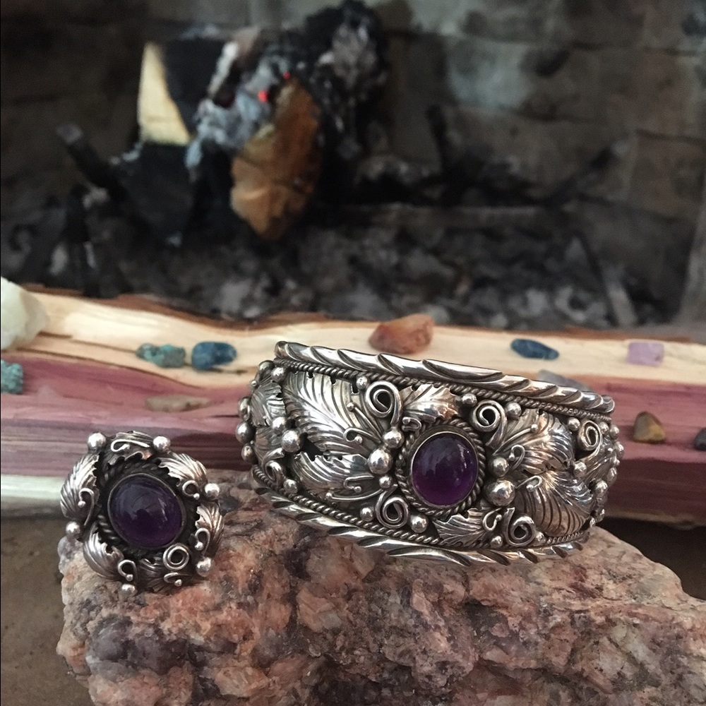 Native American Amethyst Sterling Boho Collection - image 3