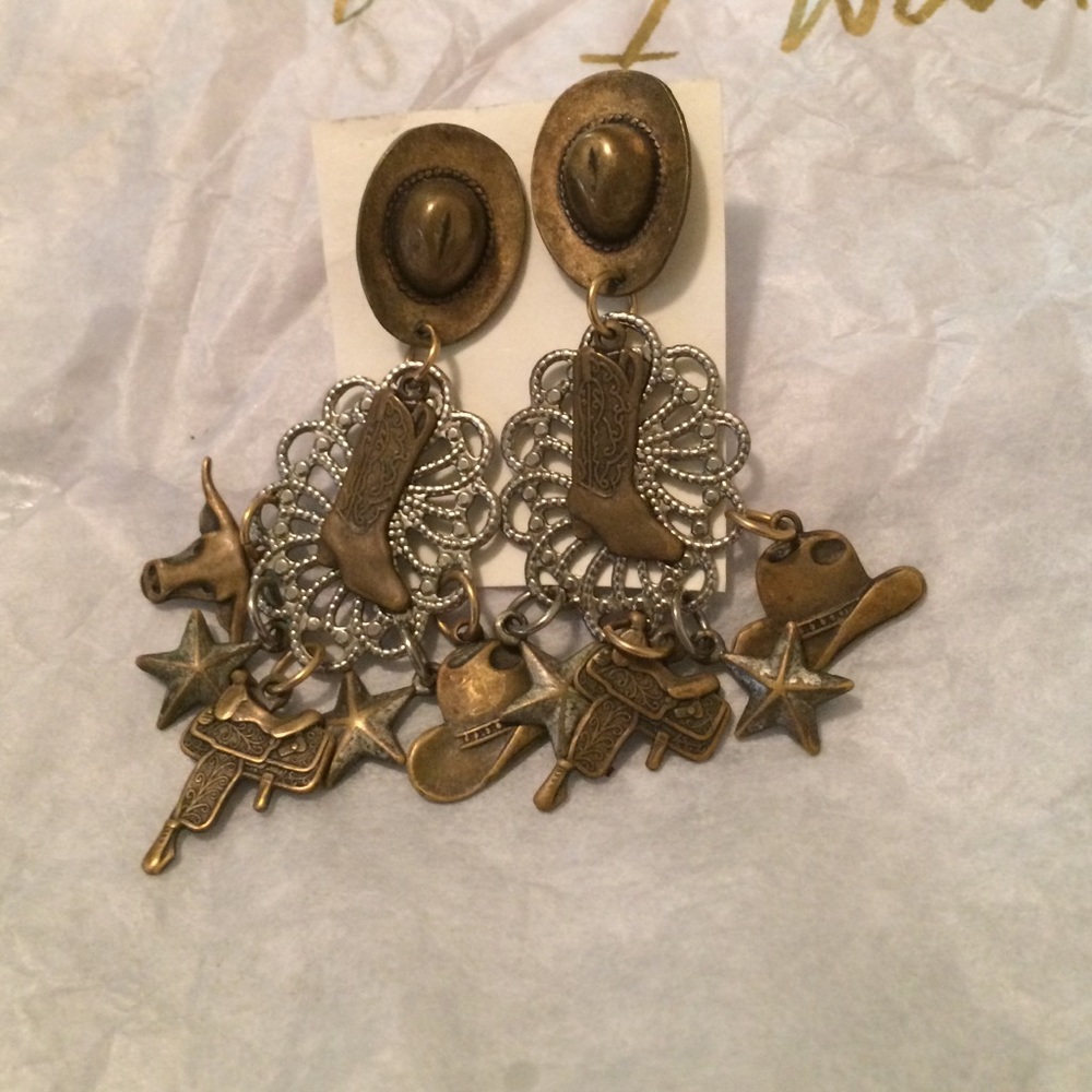 Bronze & Silver country earrings