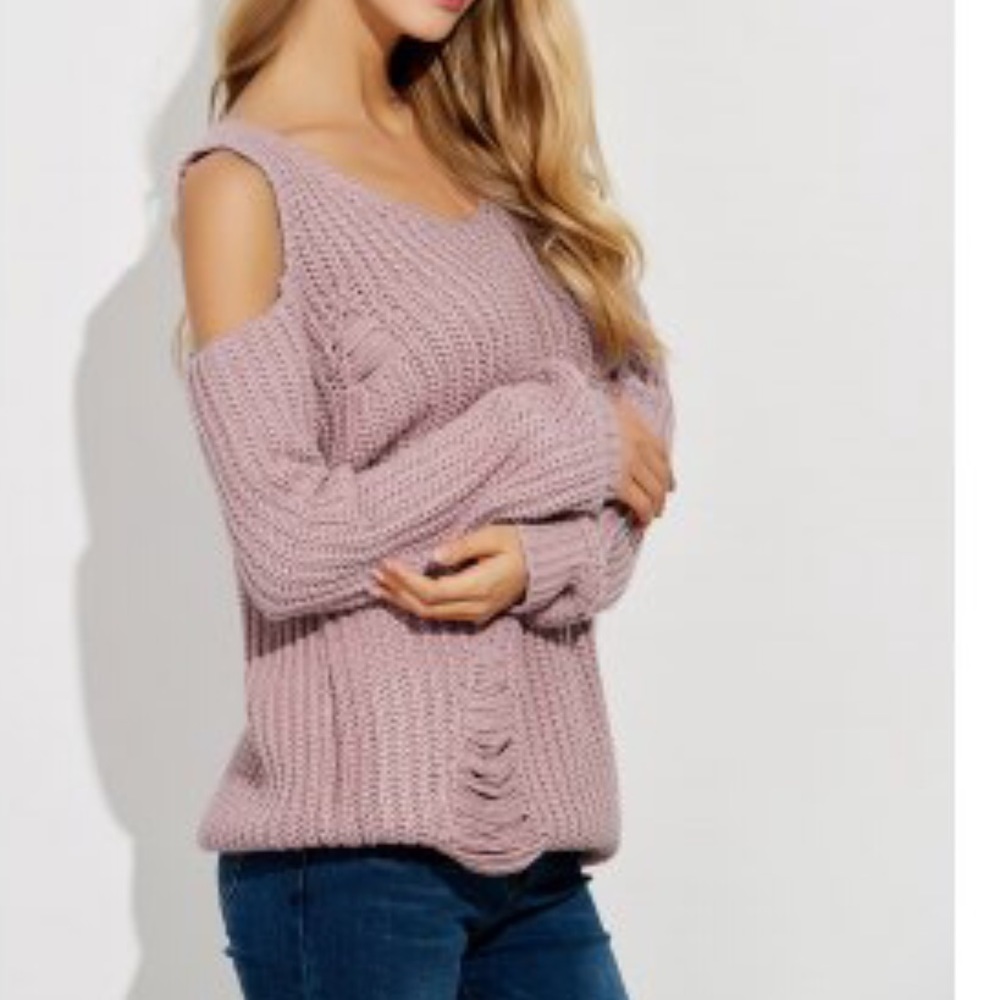 ONLY 1 left Size M  Distressed Cold Shoulder - Picture 2 of 8