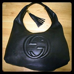 GUCCI Pebbled Leather Soho Hobo Bag