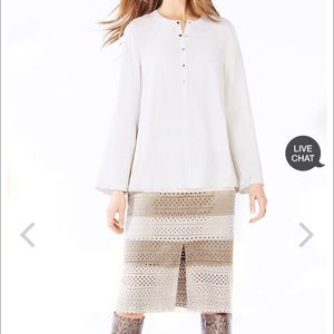 BCBG NEW Vitta Color-Blocked Faux-Suede Midi Skirt