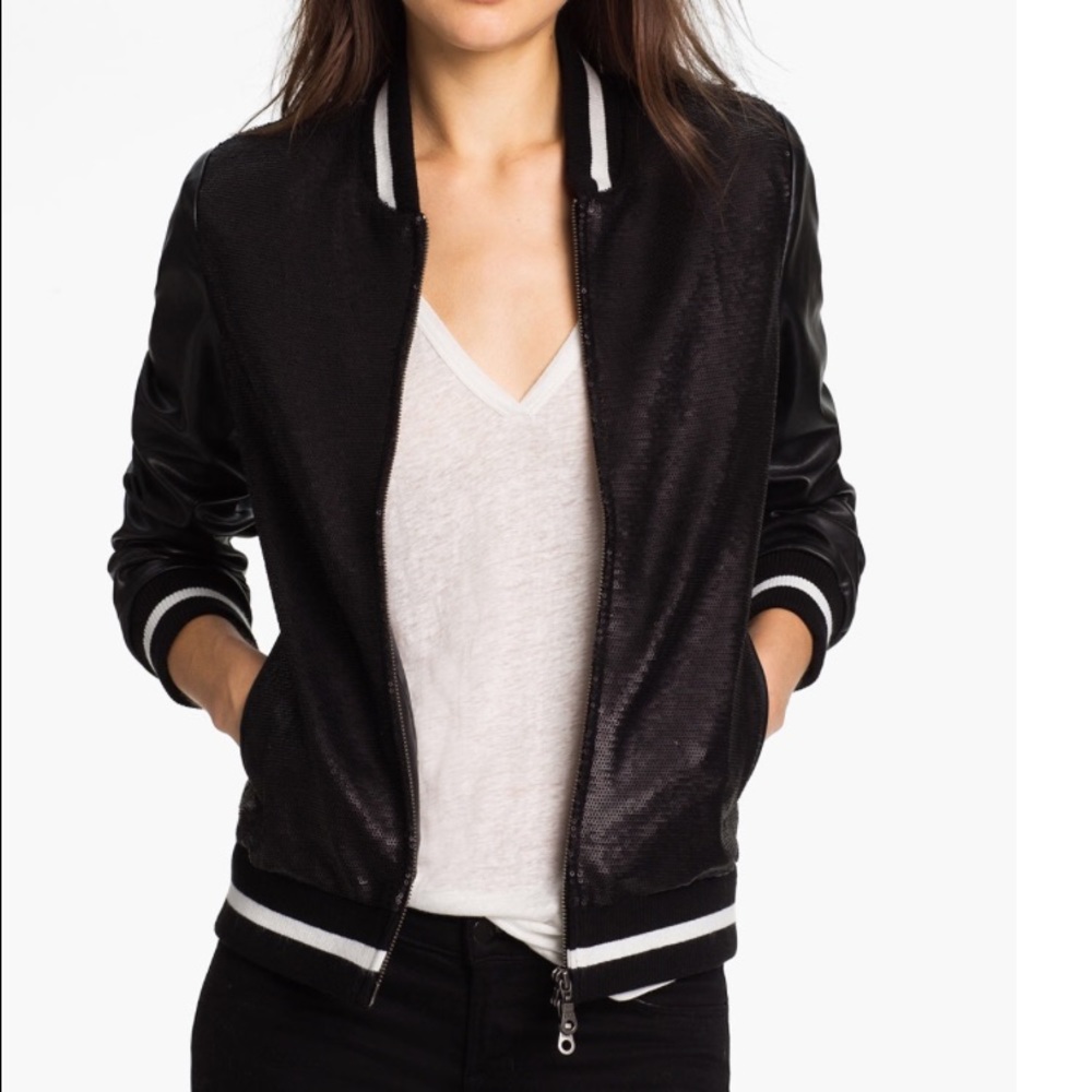 Mural sequin bomber jacket