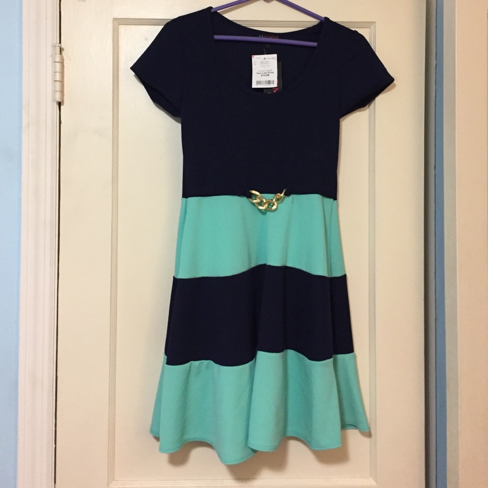 NWT navy and mint dress size large (juniors)
