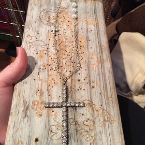 Long jewel cross necklace