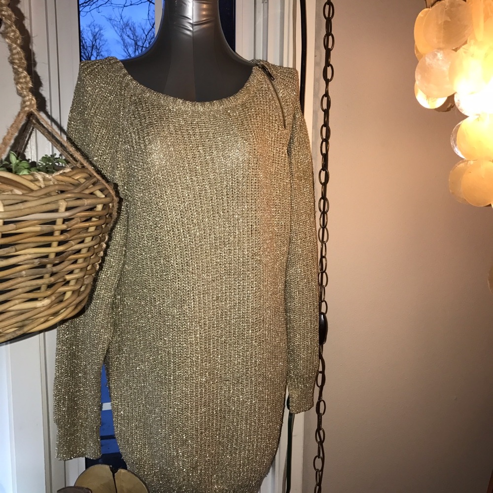 River Island sparkly gold knit sweater