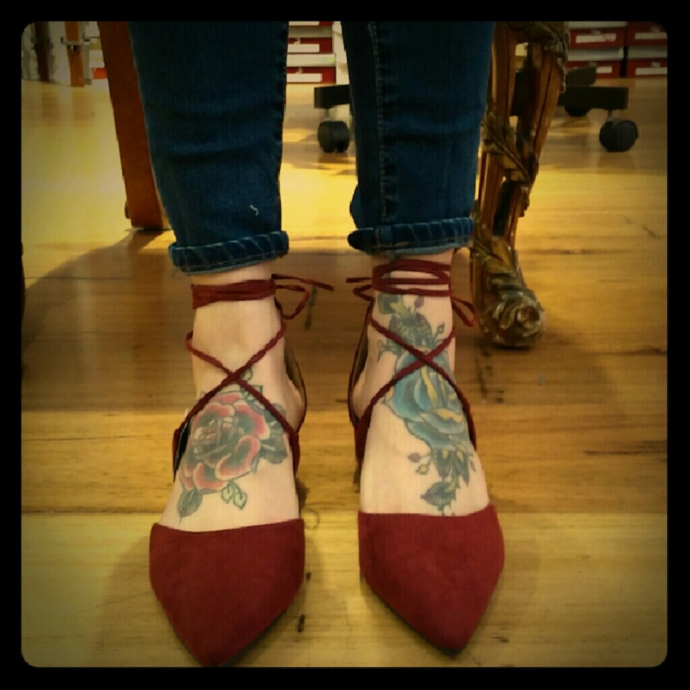 Additional pics for Burgandy lace up