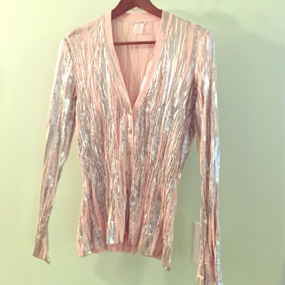 Oscar de la Renta painted silk sweater