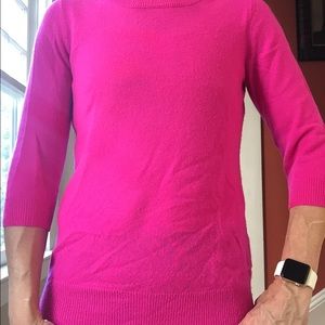 Bright pink cashmere sweater from J. Crew